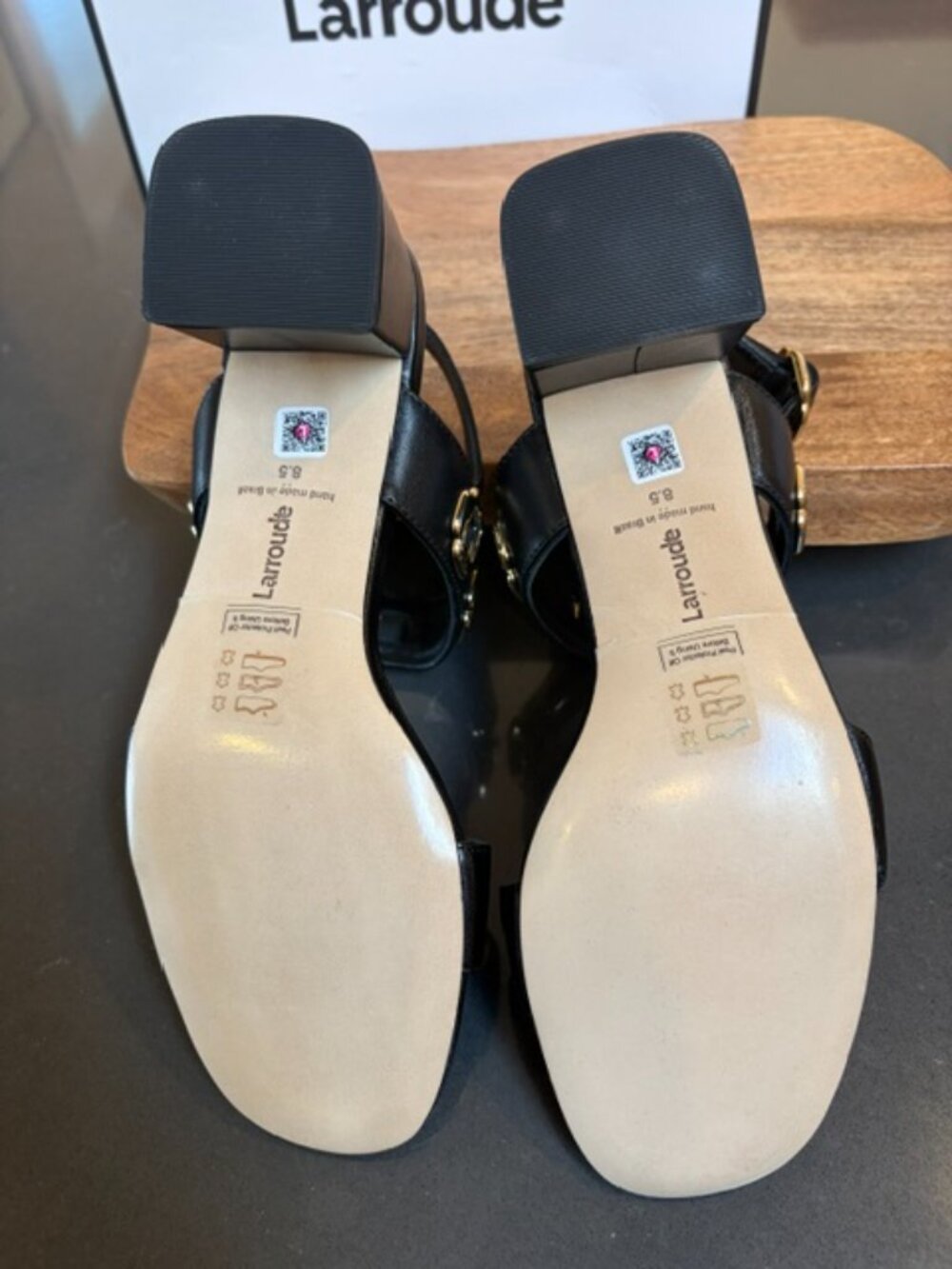 NWT/NIB Larroude Milan Sandal in Black Leather Size 8.5 - Picture 11 of 13